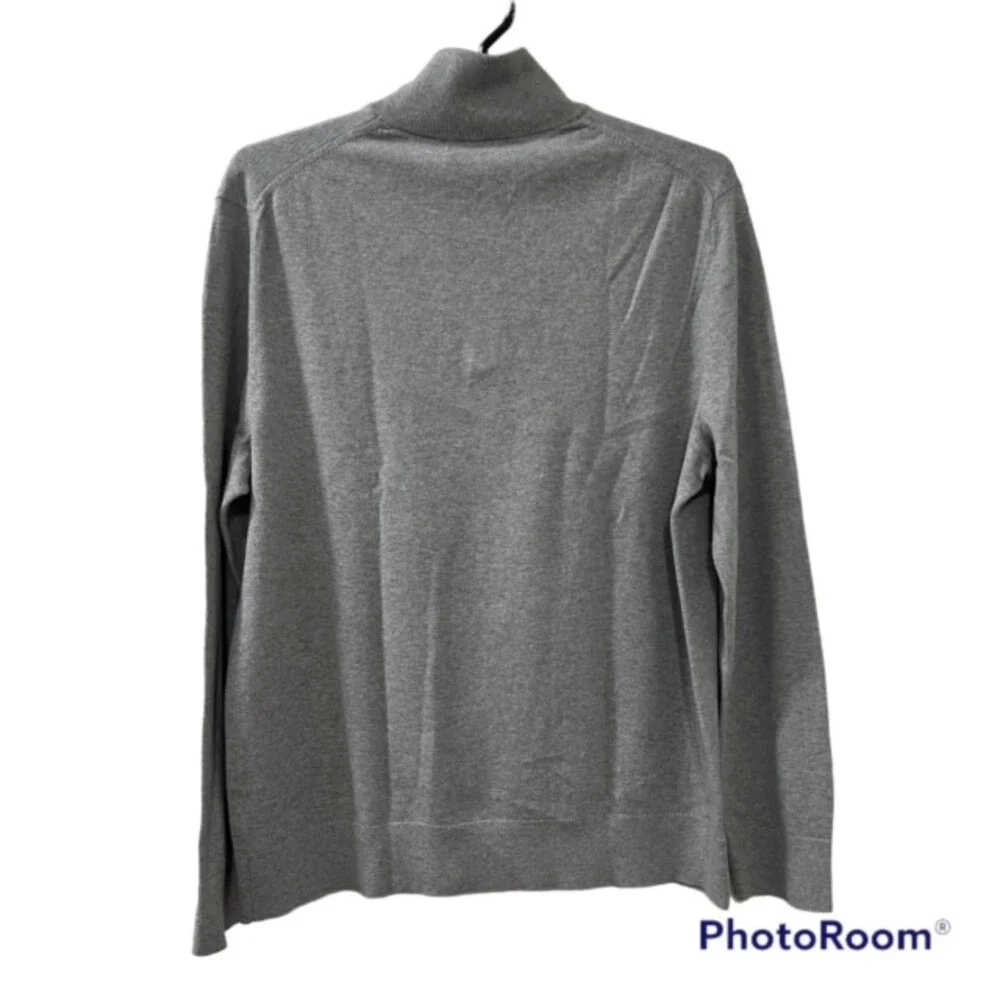 Banana Republic Mens Gray Blue Colorblock Cotton Cashmere Mock Neck Sweater Sz L
